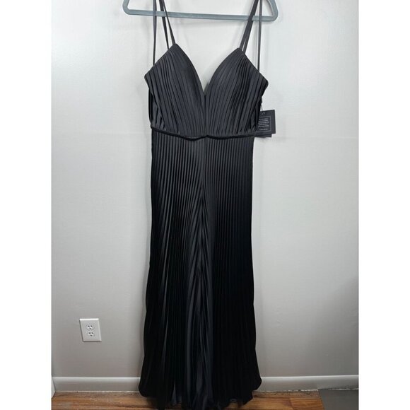 Mac Duggal 26319 Black Pleated Jumpsuit Wide Leg Size 4 NWT - Picture 3 of 5